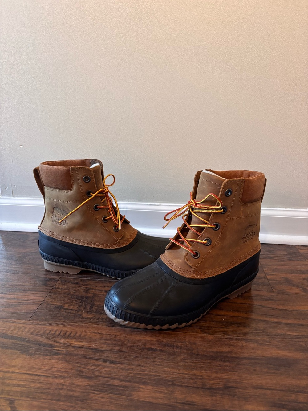 Sorel Men’s Cheyanne II Duck Boot Brown Leather Snow Waterproof Size 10